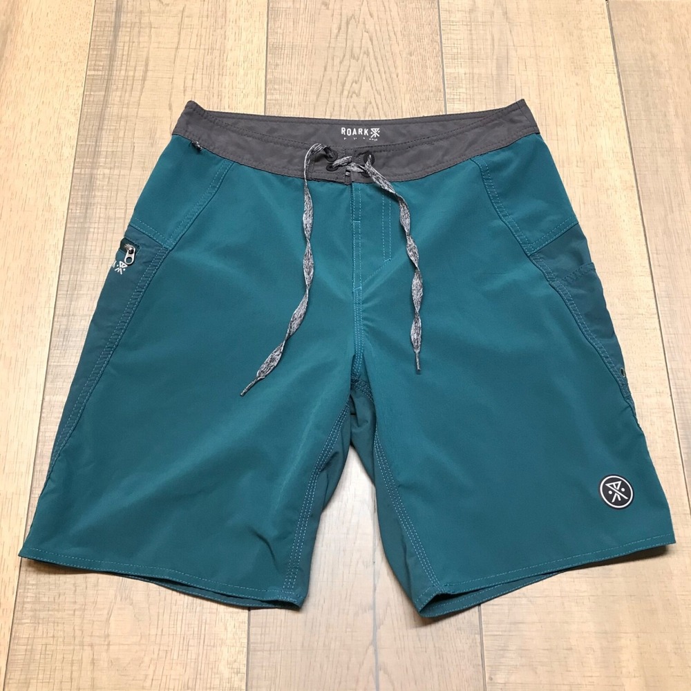 Roark Board Shorts Mens Size 28 Green Savage Series Swim Trunks Surf Performance